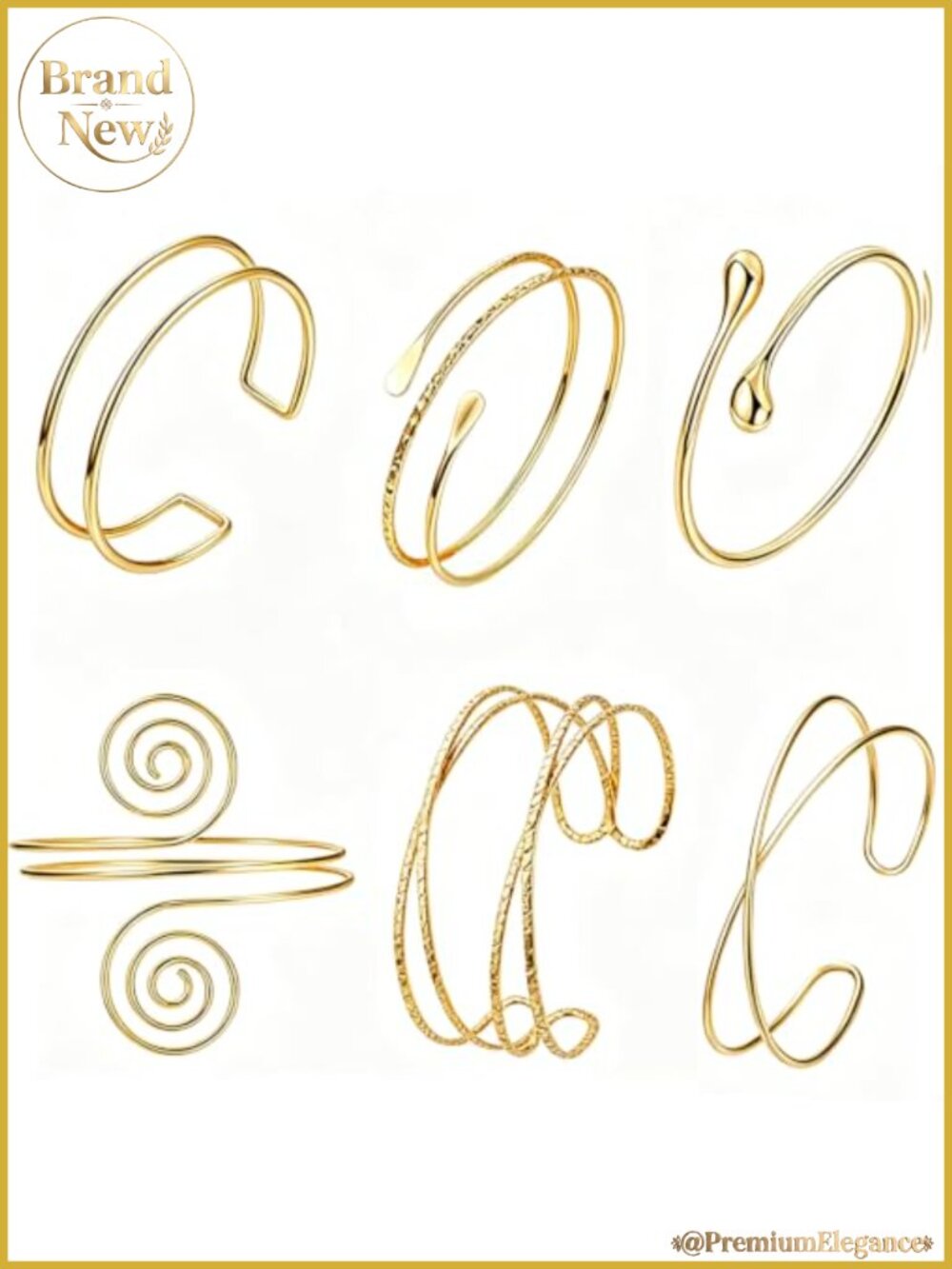 6 Pack Gold Arm Cuff Bracelet Set Upper Arm Cuff Jewelry for Women Adjustable